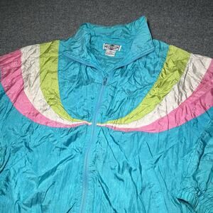 Vintage Forelli Jacket Womens 22/24 Colorblock Retro Windbreaker Nylon 90s Y2K